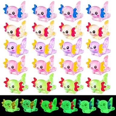 36Pcs Mini Resin Axolotl, Glow in The Dark Tiny Axolotl Miniature Figures Mini Axolotls Animal Figurines for Fairy Garden Moss Landscape Aquarium Potted Outdoor Statues Home Decorations