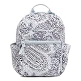 Vera Bradley Women's Cotton Small Backpack, Soft Sky Paisley, One Size