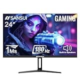 SANSUI 24 Inch Gaming Monitor 180Hz, Computer Monitor with Speakers 1*DP 2*HDMI Ports, FHD 1080P 110% sRGB VESA Support Eye Cares (One HDMI Cable Included ES-G24F4S)
