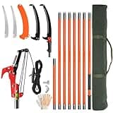 VINGLI Manual Pole Saw for Tree Trimming, 26 ft Extendable Tree Pruner, Sharp Steel Blade and Scissors, High Tree Branch Cutter with Lightweight 8 Fiberglass Long Handles, for Pruning Palms and Shrubs