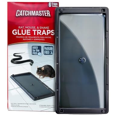 Catchmaster Rat, Snake and Mouse Traps 6Pk, Large Bulk Glue Rat Traps for Home, Adhesive Plastic Tray for Inside House, Snake, Mice, & Spider Catcher, Pest Control for House & Garage