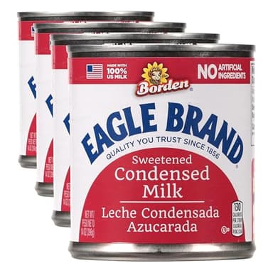 Eagle Brand 14oz Sweetened Condensed Milk, Great for Flan, Cooking, Baking, Drinks, Dessert, Ice Cream, No Artificial Ingredients, Gluten Free, Rich Creamy Flavor, rBST-Free, Kosher-Dairy (Pack of 4)