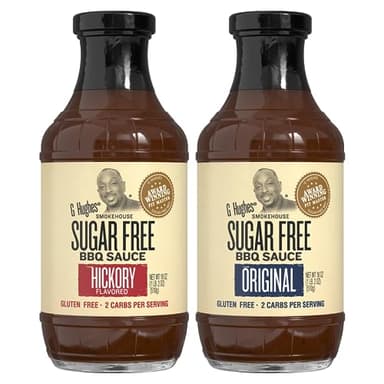 G Hughes Sugar Free BBQ Sauces, Hickory & Original Sugar Free Barbecue Sauces - No Sugar BBQ Sauce, Gluten Free Barbecue Sauce - 18 oz (Pack of 2)