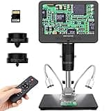 Andonstar AD246S-M HDMI Digital Microscope 2000x for Adults, 3 Lens 2160P UHD Video Record, 7 Inch LCD Soldering Microscope, Coin Microscope, Biological Microscope Kit, Windows Compatible