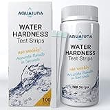 Aqualuna Water Hardness Test Kit - Fast and Accurate Testing for Dishwasher, Drinking Water, Pool and Aquarium - 100 Strips Hard Water Test Kit at 0-425ppm - Maintain Water Quality
