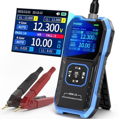 FNIRSI HRM-10 Voltage Internal Resistance Battery Tester，Battery Voltage Meter for Types of Batteries, Car Battery Tester, AAA AA Battery, 100V 200Ω, Digital Battery Analyzer for Household Automotive