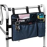 Caroo Walker Bag Basket with Cup Holder Suit for Adult Folding Walkers Rollator Organizer Carry Storage Pouch Water-Resistant Armrest Accessories for Seniors, Elderly, Handicap, Blue