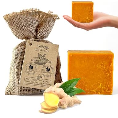 Dr.Ancient Turmeric Soap Bar, Organic Soap Bars Handcrafted the Traditional Way, Natural Chemical-Free, Vegan, Used for Face Wash, Body Wash, and Hand Cleansing, Moisturizing, Nourishing Care