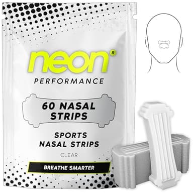 Neon Performance - Nasal Strips (60 Count) - Oil & Sweat Resistant Adhesive - Athletic Nasal Strips for Sport & Nose Strips for Snoring & Sleeping - Nose Strips for Breathing (Clear Transparent)
