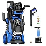 Electric Pressure Washer 5000PSIMax 3.6GPM Power Washer Touch Screen Adjustable Pressure 4 Nozzles and 500ml Foam Cannon Power Washer Cleaning for Car Blue