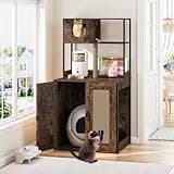 PAPIHO Cat Litter Box Enclosure Furniture,65" Large Hidden Cat Litter Robot Cabinet for Placing Litter Robot 3/4,Wooden Cat Washroom Storage Cabinet for Automatic Litter Robot,Rustic Brown