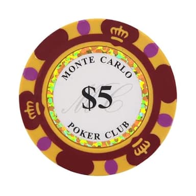 Clay Poker Chips 14 Gram Monte Carlo-Pack of 50 Chips ($5 Red)