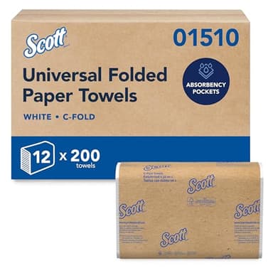 Scott Professional Essential C-Fold Folded Paper Towels, Bulk (01510), Fast-Drying Absorbency Pockets, 13.15"x10.125" Towel, White (200 Sheets/Pack, 12 Packs/Case, 2,400 Sheet Total)