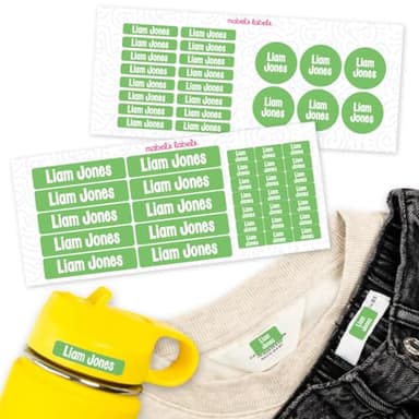 Mabel’s Labels Back-to-School Name Label Pack – 53 Laundry-Safe, Waterproof Kids’ Name Labels for School Supplies, Lunch Items, Clothing, Shoes & More (Color)