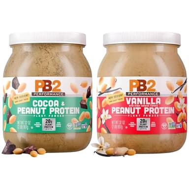 PB2 Performance Peanut Protein Powder with Dutch Cocoa Performance Peanut Protein Powder with Vanilla– [2 x 2 lb Jars]