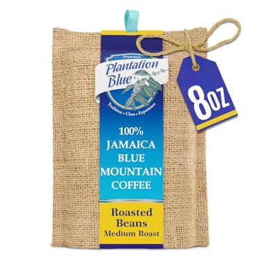 Plantation Blue 100% Blue Mountain Coffee Medium Roast Whole Beans from Jamaica (8oz)