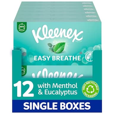 Kleenex® Easy Breathe Tissues - Natural Menthol and Eucalyptus - 12 Boxes per case