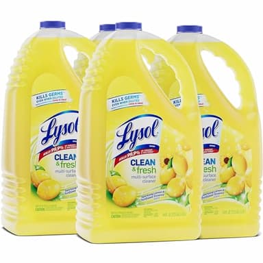 Lysol Multi-Surface Cleaner, Sanitizing and Disinfecting Pour, to Clean and Deodorize, Sparkling Lemon and Sunflower Essence, 144 Fl Oz (Pack of 4)