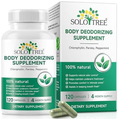 Body Deodorizing Supplement, Natural Internal Deodorant for Underarms, Intimate Areas & Oral Breath, Chlorophyll Capsules for Women & Men, 120 Count