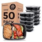 Glotoch 50 Pack 32 oz Meal Prep Containers Reusable, 2 Compartment Food Containers with Lids To Go Containers, Lunch-Microwave,Freezer,Dishwasher Safe