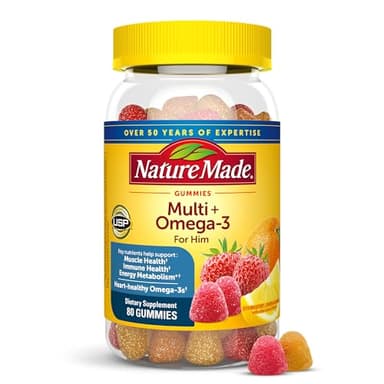 Nature Made Mens Multivitamin Gummies with Omega-3, Mens Gummy Multivitamins for Daily Nutritional Support, 80 Gummy Vitamins and Minerals, 40 Day Supply