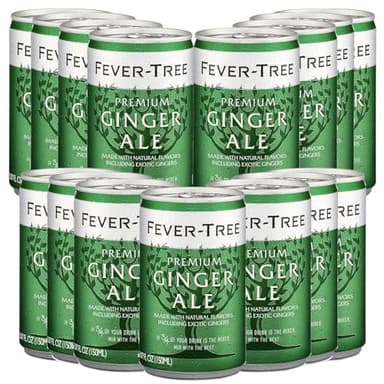 Fever Tree Premium Ginger Ale 15 Pack - Premium Quality Mixer and Soda - Refreshing Beverage for Cocktails & Mocktails 150ml Cans