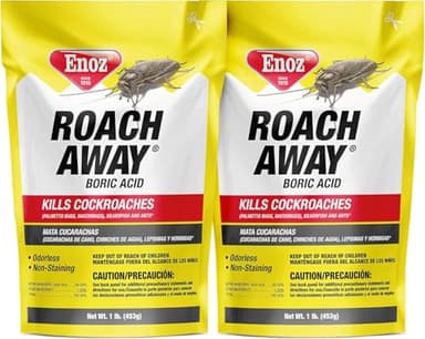 Enoz Roach Away Boric Acid Powder - (2 Pack) 16 oz Bag - Kills Cockroaches, Silverfish, and Ants - Boric Acid Roach Killer and Ant Killer Powder