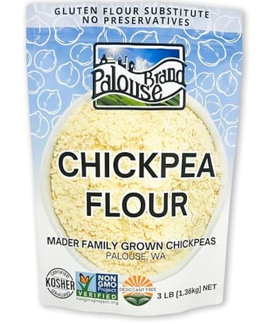 Palouse Brand Certified Glyphosate Residue Free Chickpea Flour | 3 LBS | Family Farmed in Washington State | Unbleached | Non-GMO Project Verified | 100% Non-Irradiated | Certified Kosher