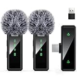 VEZQUA USB C Wireless Lavalier Microphone for Android, PC, Laptop, iPhone 15/16 - Noise Cancellation Lapel Microphone for Video Recording, Vlog, YouTube, TikTok