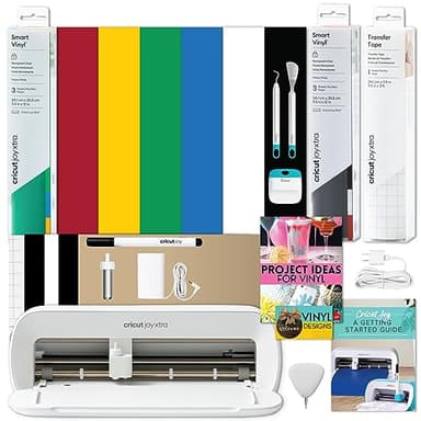 Cricut Joy Xtra Cutting Machine with Rainbow Smart Vinyl Sampler Packs and Tools Bundle - Beginner Portable Bluetooth Compatible Craft Cutting Machine and Cutting Materials