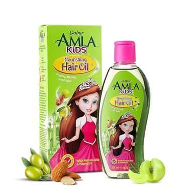Dabur Amla Hair Oil for Kids, Nourishing Oil with Olive & Almond Extracts, Strengthens, Softens & Conditions, Gentle Care for All Hair Types, Ideal Daily Hair Oil for Children, 200ml