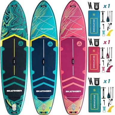 Skatinger Meteor Bundle｜11'6"x35" Super Wide Inflatable Stand Up Paddle Boards, All Accessories3, 100L Backpack, Shoulder Strap, US Center fin, 2-Action Pump