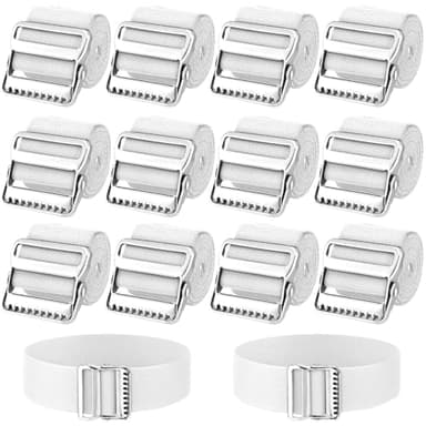 Geyoga 12 Pcs White Gait Transfer Belt for Senior 60 Inch Transfer and Walking Assistance with Metal Buckle, Cotton Soft Belt Holder for Homecare Caregiver Nurse Therapist