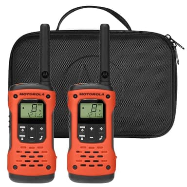 Motorola Solutions, Portable FRS, T605_H2O, Talkabout, Two Way Radios Waterproof Walkie Talkie Emergency Preparedness, Rechargeable, 22 Channel, 35 Mile, Orange W/Black, 2 Pack