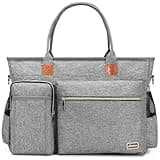 Laptop Tote Bag, Middle Size Computer Messenger Teacher Bag with 15.6'' Padded Laptop Sleeve Grey