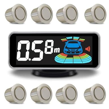 Car 8 Parking Sensors Kit Assist System Reverse Front and Rear Reverse Radar parktronic Auto Electronics Vehicle Back Assistant Reverse (Gold)