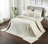 VHC Brands 100% Cotton Waffle Weave Natural Oversized King Size Blanket 120x120, Decorative Cotton Throw Blanket, Boho Farmhouse Bedroom Decor for Bed, Couch, or Sofa