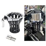 RUNNING PANTHER Motorcycle Handlebar Drink Cup Holder Plated and Rubber Chrome/Black Mount for Harley Davidson Passenger Water Bottle Holder with Mesh Basket for Honda Goldwing GL 1800 (102/142 MM)