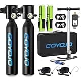 GOYOJO 0.5L Mini Scuba Tank with Pump, Portable Diving Tank, Lung Tank Kits with 3000 PSI Max Pressure, Reusable Scuba Diving Kit Gear with Pump Underwater Breathing Training