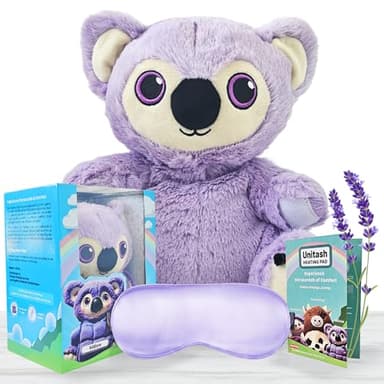 Microwavable Heating Pad for Period Cramps + Eye mask Heating pad–Machine Washable Cover-Cute Stuffed Animal Heating Pad, Portable Menstrual Microwave Heating Pad-Lavender Scent (Koala+Eye mask)
