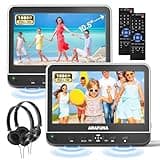 10.5" Dual Portable DVD Player with 1080P HDMI Input, Arafuna Car DVD Player Dual Screen Play A Same or Two Different Movies, Headrest for Car, Support USB/SD, Last Memory