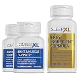 OmegaXL Joint Relief Supplement - Natural Muscle Support, 60 Softgels (2 Pack) & SleepXL immediate-Release melatonin, L-Theanine (Calming), Chamomile, Magnesium & B6 (60 Vegan Capsules)