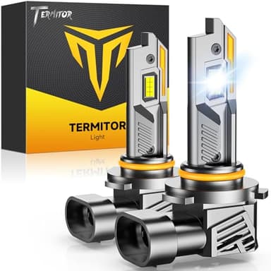 Termitor 9012/HIR2 Light Bulbs, 100,000LM 15X Super Brightness, 1:1 Mini Size with Cooling Fan, 6500K Cool White, Plug N Play, 95%+ Vehicle Adaptability, 9012 HID Daytime Running Light, Pack of 2