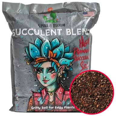 High Drainage Succulent Soil Potting Mix with Coffee Compost & Mycorrhizhal Fungi - 4 Dry Quarts - Slighly Acidic, Gritty Soil for Edgy Plants - Spike & Bloom