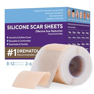 ZETRALL Silicone Scar Sheets, Silicone Scar Tape (1.6"x 60" Roll-1.5m), Advanced Scars Strips for Surgical, C-Section, Tummy Tuck, Burn, Hypertrophic, Keloid Bump Removal Treatment, Reusable