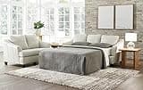 Signature Design by Ashley Genoa Modern 2-in-1 Leather Match Sofa Sleeper with Folding Gel Memory Foam Mattress, Queen, White