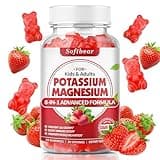 softbear Potassium Gummies for Adults, High Absorption Magnesium Potassium Supplement with Vitamin B6 for Leg Cramps & Muscle Health Sugar-Free Vegan Strawberry 60 Gummies