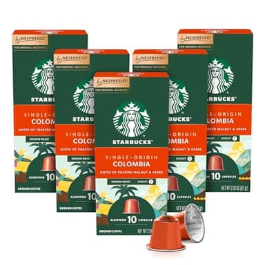 Starbucks by Nespresso Original Line, Single-Origin Colombia, Medium Roast Coffee, 50-count Espresso Pods