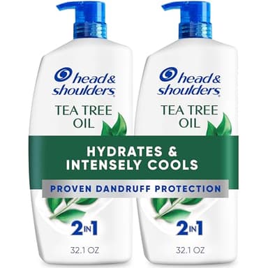 Head & Shoulders Anti-Dandruff Shampoo and Conditioner with 1% Pyrithione Zinc, Tea Tree Oil 2-in-1 Twin Pack, Tea Tree Shampoo with Cooling, Refreshed Scalp, 32.1 fl oz Each