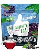 FlavCity Elderberry Immunity Tea Powder – Antioxidant-Rich Herbal Tea with Zinc & Acerola for Daily Immune Support – Sugar-Free, Shelf-Stable, Hot & Cold Brew, 30 Servings
